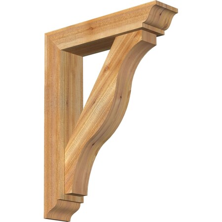 Ekena Millwork Funston Traditional Rough Sawn Bracket w/ Offset Brace, Western Red Cedar, 6"W x 26"D x 34"H BKT0604X26X34FST01RWR